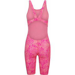 Pink Amanzi Girls Seaflair Active Kneesuit with ocean-inspired print, designed for active kids, featuring comfortable, stretchy fabric.