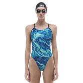 TYR Womens Olea Cutoutfit Swimsuit - Blue/Green