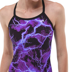 TYR Women's Arterix Diamondfit swimsuit in purple, featuring a sleek, streamlined design ideal for competitive swimming.