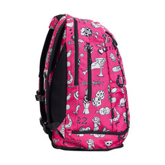 Pink and black Way Funky Sketchy Elite Squad backpack with white accents, showing the front view with adjustable straps.