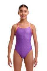 Funkita Girls Add Me Babe Single Strap One Piece Swimsuit - Purple/Pink