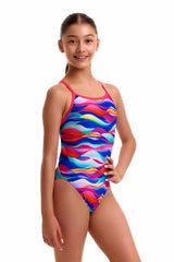 Funkita Girls Royal Wave Single Strap One Piece Swimsuit - Multi