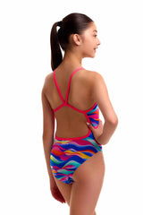 Funkita Girls Royal Wave Single Strap One Piece Swimsuit - Multi