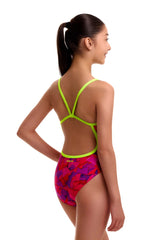 Funkita Girls Try Pink Single Strap One Piece Swimsuit - Pink/Multi