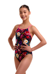 Funkita Girls Bed Of Roses Diamond Back One Piece Swimsuit - Multi