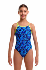 Funkita Girls Hill Billy Blues Diamond Back One Piece Swimsuit - Blue
