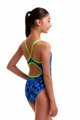Funkita Girls Hill Billy Blues Diamond Back One Piece Swimsuit - Blue