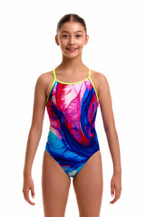 Funkita Girls Muscle Mad Diamond Back One Piece Swimsuit - Multi