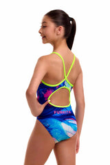 Funkita Girls Muscle Mad Diamond Back One Piece Swimsuit - Multi