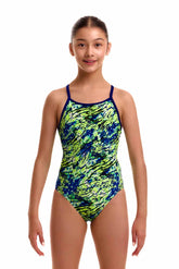 Funkita Girls Scaled Back Diamond Back One Piece Swimsuit - Green/Blue