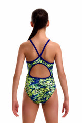 Funkita Girls Scaled Back Diamond Back One Piece Swimsuit - Green/Blue