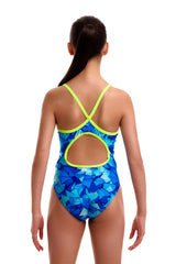 Funkita Girls Try Blue Diamond Back One Piece Swimsuit - Blue