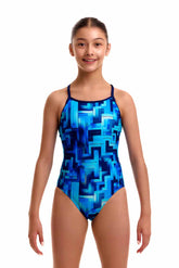 Funkita Girls You Blued Diamond Back One Piece Swimsuit - Blue