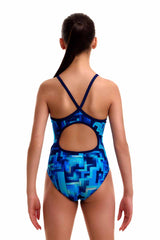 Funkita Girls You Blued Diamond Back One Piece Swimsuit - Blue