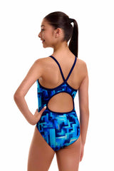 Funkita Girls You Blued Diamond Back One Piece Swimsuit - Blue