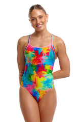 Funkita Womens Falling Colours Diamond Back One Piece Swimsuit - Multi