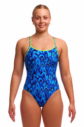 Funkita Ladies Hill Billy Blues Diamond Back One Piece Swimsuit - Blue