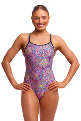 Funkita Ladies Love Lacy Diamond Back One Piece Swimsuit - Multi