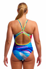 Funkita Ladies Muscle Mad Diamond Back One Piece Swimsuit - Multi