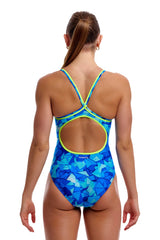 Funkita Womens Try Blue Diamond Back One Piece Swimsuit - Blue