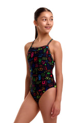 Funkita Girls Doodles Strapped In One Piece Swimsuit - Multi