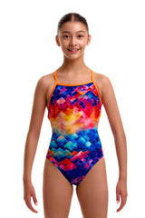 Funkita Girls Lost Mountain Strapped In One Piece Swimsuit - Multi
