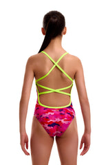 Funkita Girls Special Pops Strapped In One Piece Swimsuit - Pink/Multi