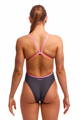 Funkita Ladies Pin Stripe Single Strength One Piece Swimsuit - Black/White
