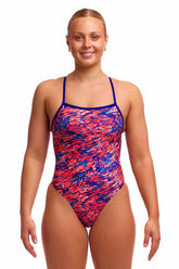 Funkita Ladies Ruff Stuff Single Strength One Piece Swimsuit - Pink/Blue