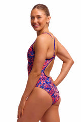Funkita Ladies Ruff Stuff Diamond Back Secure One Piece Swimsuit - Pink/Blue