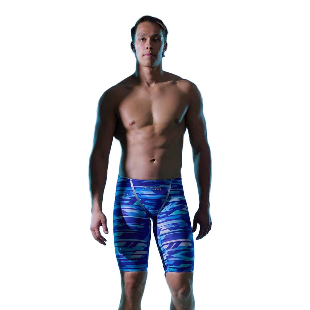 Blue Funky Trunks Apex Oblivion Pace Racer Jammers for men, featuring sleek design and comfortable fit for swimming.