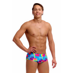 Funky Trunks men's Blok Tok classic trunks in multi-color design, showcasing vibrant patterns and comfortable fit.