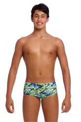 Funky Trunks Boys Scaled Back Sidewinder Trunks - Green/Blue