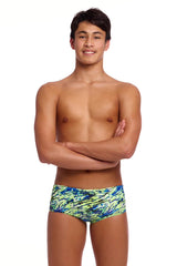Funky Trunks Boys Scaled Back Sidewinder Trunks - Green/Blue