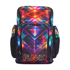 Way Funky Firefly Sparkle Space Case backpack with colorful glitter and star designs, featuring adjustable straps and multiple compartments.