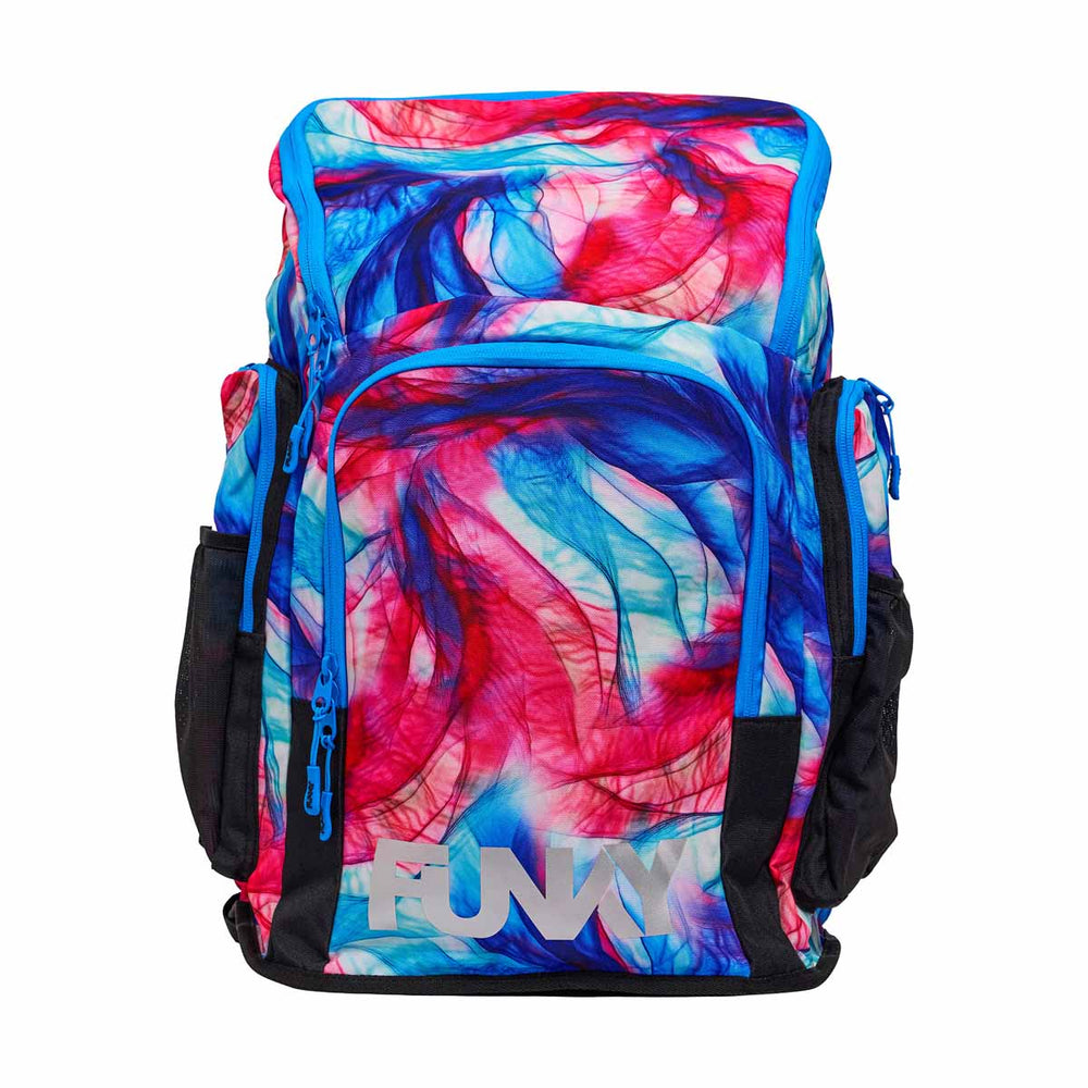 Way Funky Muscle Mad Space Case backpack with colorful, graphic design, featuring sturdy straps and multiple compartments.