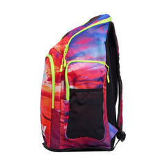 Way Funky Touch Of Paradise Space Case Backpack in multi-color with space-themed design and adjustable straps.