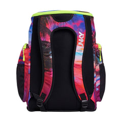 Way Funky Touch Of Paradise space-themed backpack in vibrant colors with multiple compartments and adjustable straps.