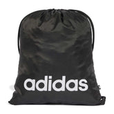 Black Adidas Linear gym sack, a sleek swim bag with adjustable straps and front logo, designed for easy carry and storage.