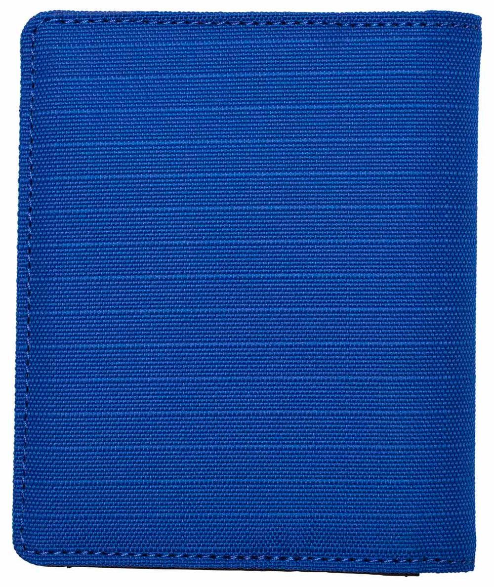 Nike Club Fold Wallet in game royal, black, and white showing folded design with multiple card slots and Nike branding.