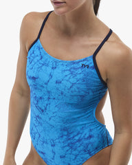 TYR Womens Zephyr Cutoutfit Swimsuit - Light Blue/Navy