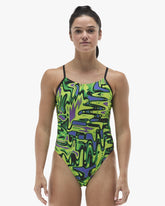 TYR Womens Flux Cutoutfit Swimsuit - Lime/Multi