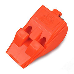 Orange Acme Thunderer T2000 whistle, a classic metal whistle with a safety lanyard for sports and outdoor activities.