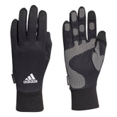 Black Adidas Condivo Aeroready gloves, lightweight sports gloves with breathable fabric, designed for athletic comfort and style.