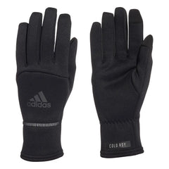 Black Adidas Running Training Gloves with breathable fabric and adjustable wrist straps for a secure fit.