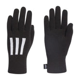 Black Adidas Three Stripes Conductive Gloves, designed for cold weather and touchscreen use, featuring the iconic three stripes.