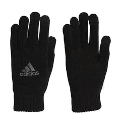 Black Adidas Essentials tech gloves, XS size, designed for warmth and touchscreen use, with a snug fit and branded logo.