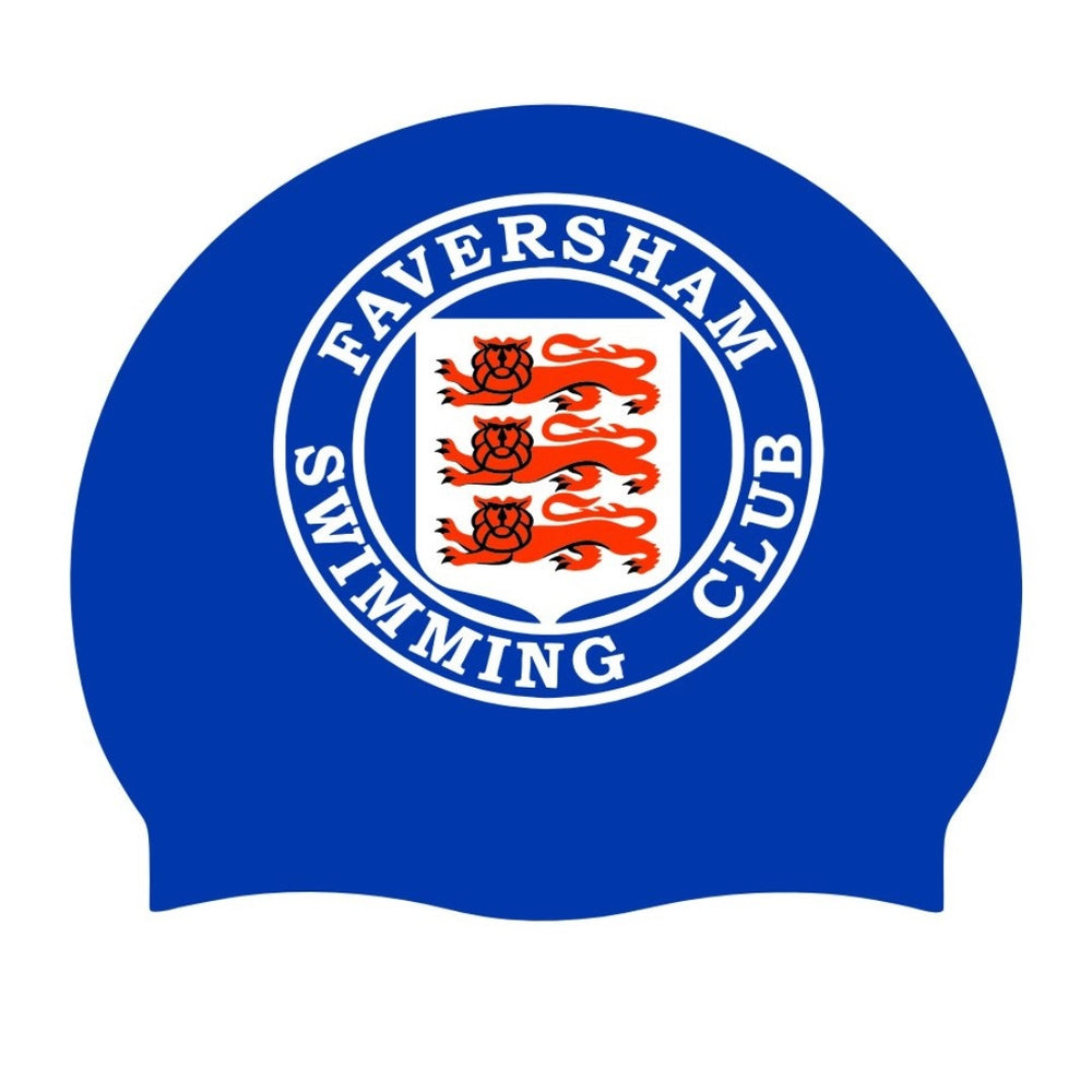 Faversham Club Logo Only Swimming Cap - Royal Blue/White/Red/Black | Allens Of Kingsbury