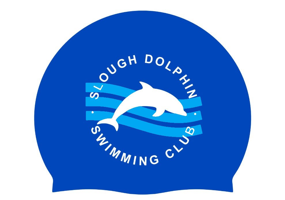 Slough Dolphin Club Logo Only Swimming Cap - Royal/Sky/White | Allens Of Kingsbury