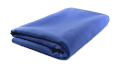 Blue AK Small Microfibre Towel laid flat, showing soft, lightweight fabric ideal for travel and sports use.